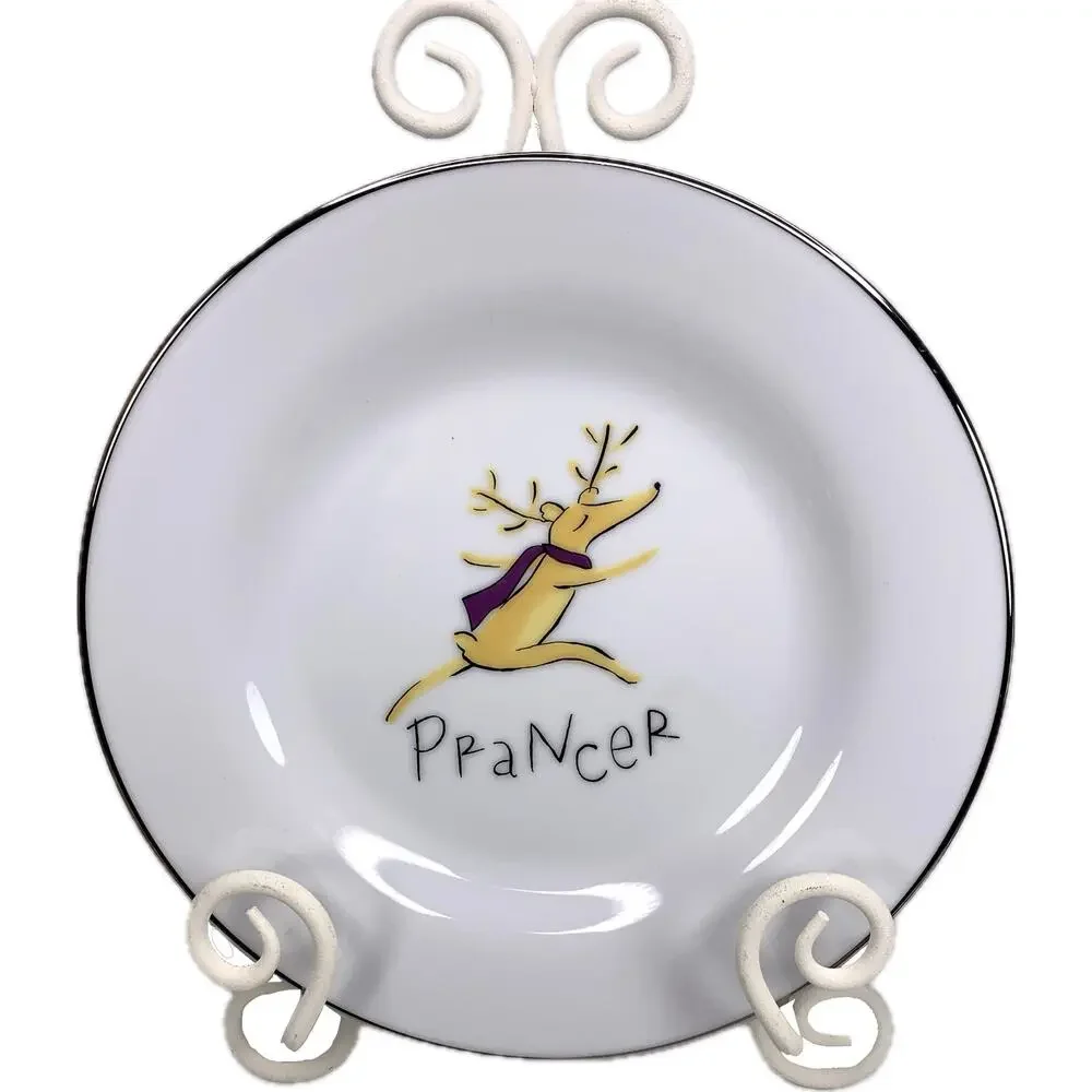 Pottery Barn PRANCER REINDEER Dessert Salad Plate 8.5